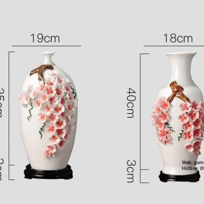 Bình Sứ Xương Thủ Công Đắp Nổi Băng Mai