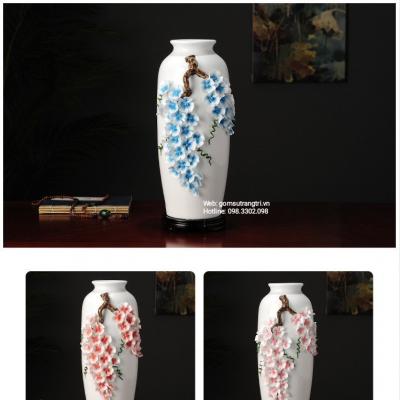 Bình Sứ Xương Thủ Công Đắp Nổi Băng Mai
