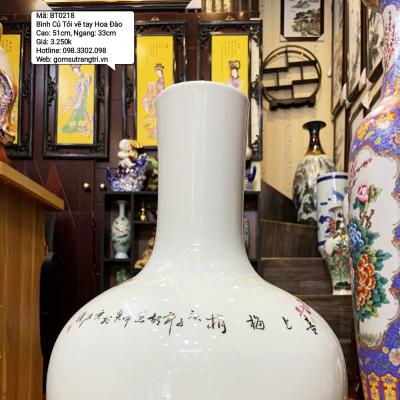 Bình Củ Tỏi Vẽ Tay Hoa Đào
