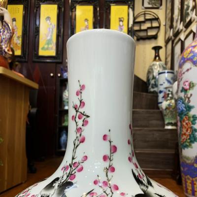 Bình Củ Tỏi Vẽ Tay Hoa Đào