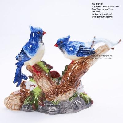 Tượng Đôi Chim Trĩ Men Xanh