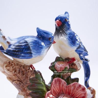 Tượng Đôi Chim Trĩ Men Xanh