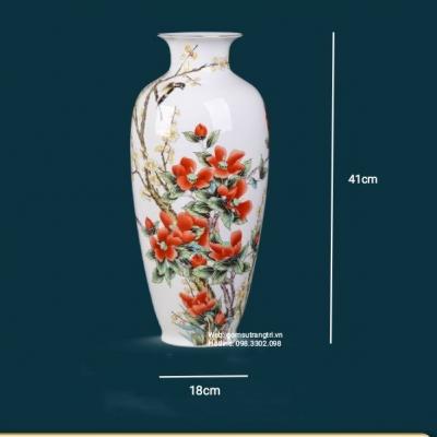 Bình Sứ Xương Họa Tiết Chim Hoa