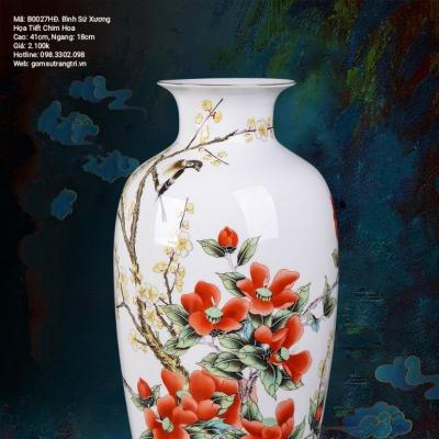 Bình Sứ Xương Họa Tiết Chim Hoa