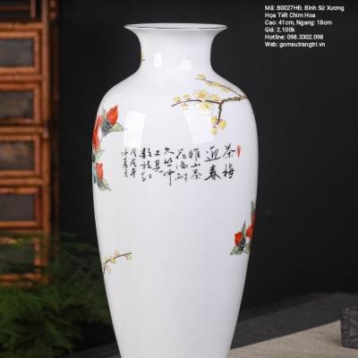Bình Sứ Xương Họa Tiết Chim Hoa