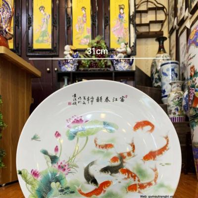 Bộ Bình Đĩa Cảnh Cá Chép Hoa Sen