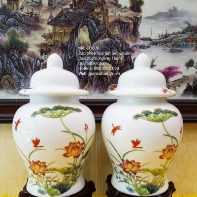 Cặp chóe họa tiết Hoa Sen Chuồn