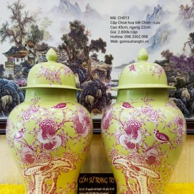 Cặp chóe họa tiết Chim - Lựu